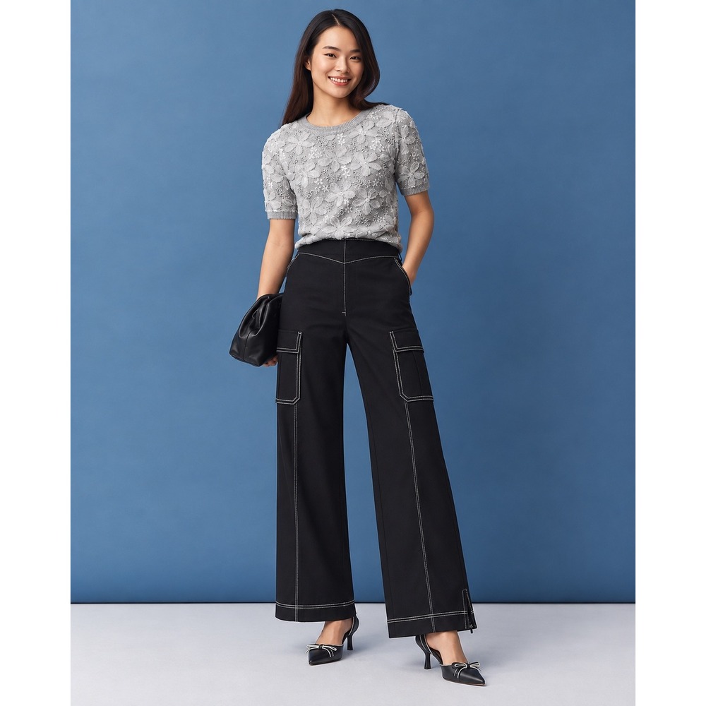 Maeve The Colette Pants Womens 30 Black Cargo Wide Leg Anthropologie Trousers